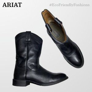 Ariat Mens Black Leather Heritage Roper Cowboy Western Boots Size 8D